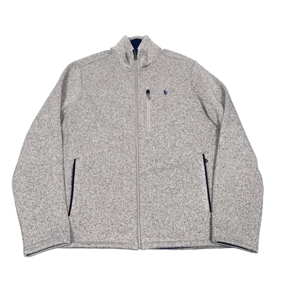 Polo Ralph Lauren Full Zip Sweater Jacket Mens Large Gray Performance Fleece